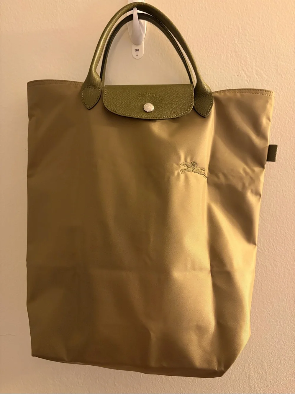 Longchamp Olive Green Nylon Top-Handle Tote